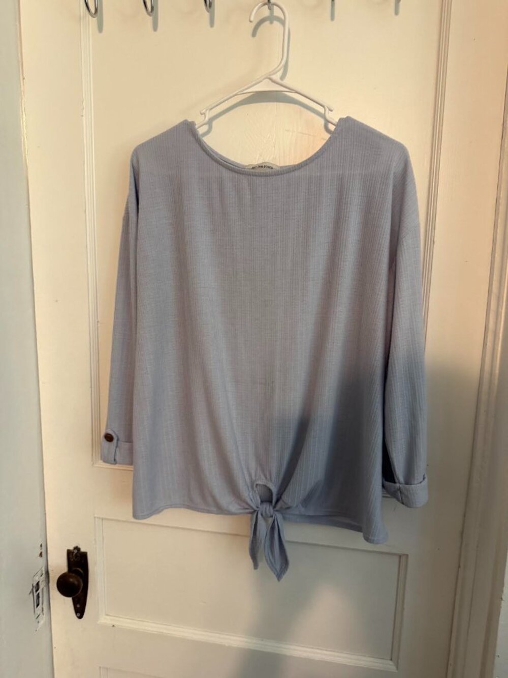 Waffle Knit Tie Front Top